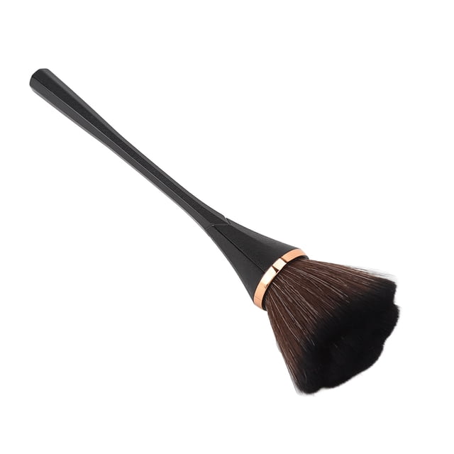 Brocha de maquillaje, cerdas suaves y ricas, picos de pelo delgados, gran tamaño, esponjoso, fuerte agarre en polvo, brocha negra