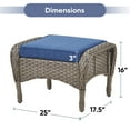 thumbnail image 7 of POCASSY Wicker Outdoor Ottoman, All Weather Gray Wicker Patio Footstools with Polyester Olefin Cushion, 250lbs Load Capacity for Porch, Balcony, Garden - Set of 2, Gray/Blue, 7 of 7