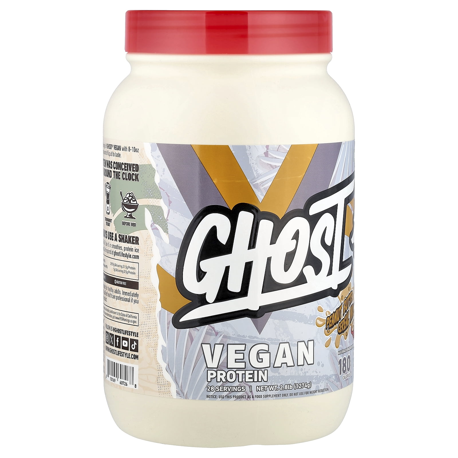 Ghost Vegan Protein, Peanut Butter Cereal Milk®, 2.8 lb (1,274 g)