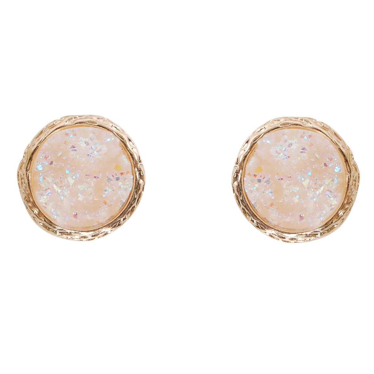 Humble Chic Ny - Humble Chic Simulated Druzy Studs - Gold-Tone Plated Round  Circle Simple Minimalist Crystal Post Ear Stud Earrings for Women, 16mm 