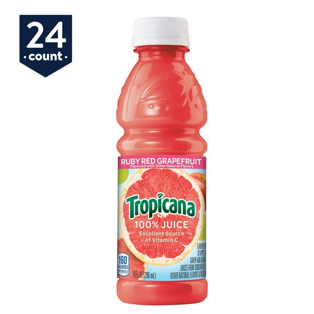 Tropicana Ruby Red Grapefruit Juice, 10 Ounce Bottles (Pack of 24