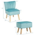 thumbnail image 3 of Costway Leisure Chair and Ottoman Thick Padded Velvet Tufted Sofa Set w/ Wood Legs Green, 3 of 10