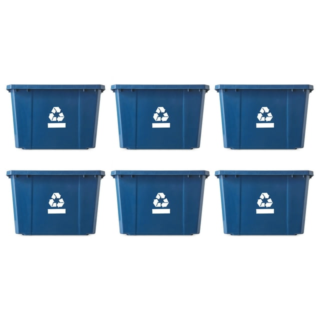 Gracious Living Medium Curbside Blue Box 17 Gal Home Recycling Bin (6 Pack)