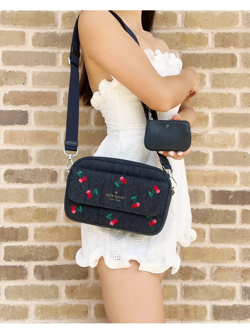 kate spade new york ショルダーバッグ Kate Spade New York Women's Small Rosie Cherry Embroidered Denim