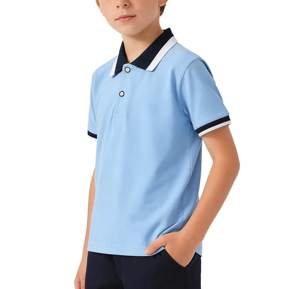 Xijirk Boys Short Sleeve Polo Shirt Contrast Collar and Cuffs Casual School and Everyday Wear,3-4 Years