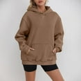 thumbnail image 2 of Gyexs Women's Casual Sport Coat Drawstring Solid Workout Thin Pullover Casual Jackets 2025 Winter Clothes Casual Jacket Winter Clothes, Coffee, Size XXXXXL, 2 of 5