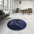 thumbnail image 4 of Ahgly Company Machine Washable Indoor Round Transitional Deep Periwinkle Purple Area Rugs, 3' Round, 4 of 7