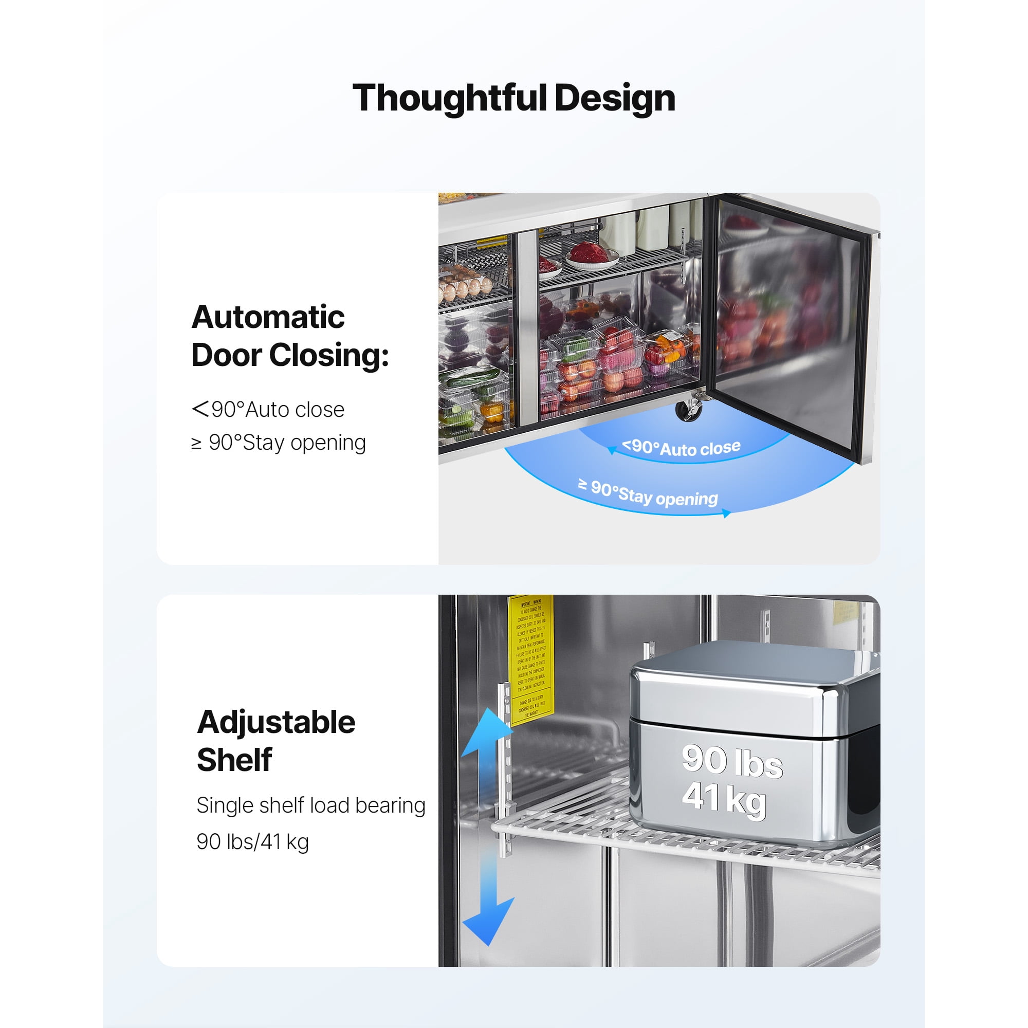 KFFKFF 60"W Commercial Refrigerator, 15.4 Cu. Ft Sandwich Prep Table, Mega Top Food Prep Fridge with 24 Pans and Cutting Board, Stainless Steel Salad Prep Cooler for Restaurants and Food Trucks