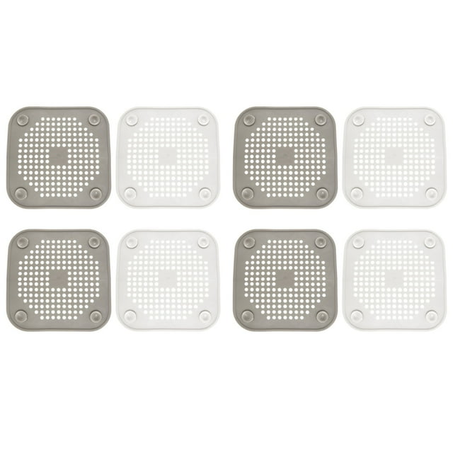 8x Tapa de DesagüE Cuadrada para DesagüE de Ducha Colector Pelo Tapón de Silicona Plano con Ventosas