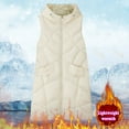 thumbnail image 5 of HOMBOM Womens Trendy Padded Vest Hooded with Pockets Jackets Sleeveless Heavyweight Waistcoat Beige for Women Long, 5 of 6