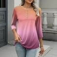 thumbnail image 7 of Hvyesh 3/4 Sleeve Tops for Women Henley Shirt Dressy Tie Dye Tunic T-Shirts Spring Summer Lightweight Going Out Top, 7 of 7