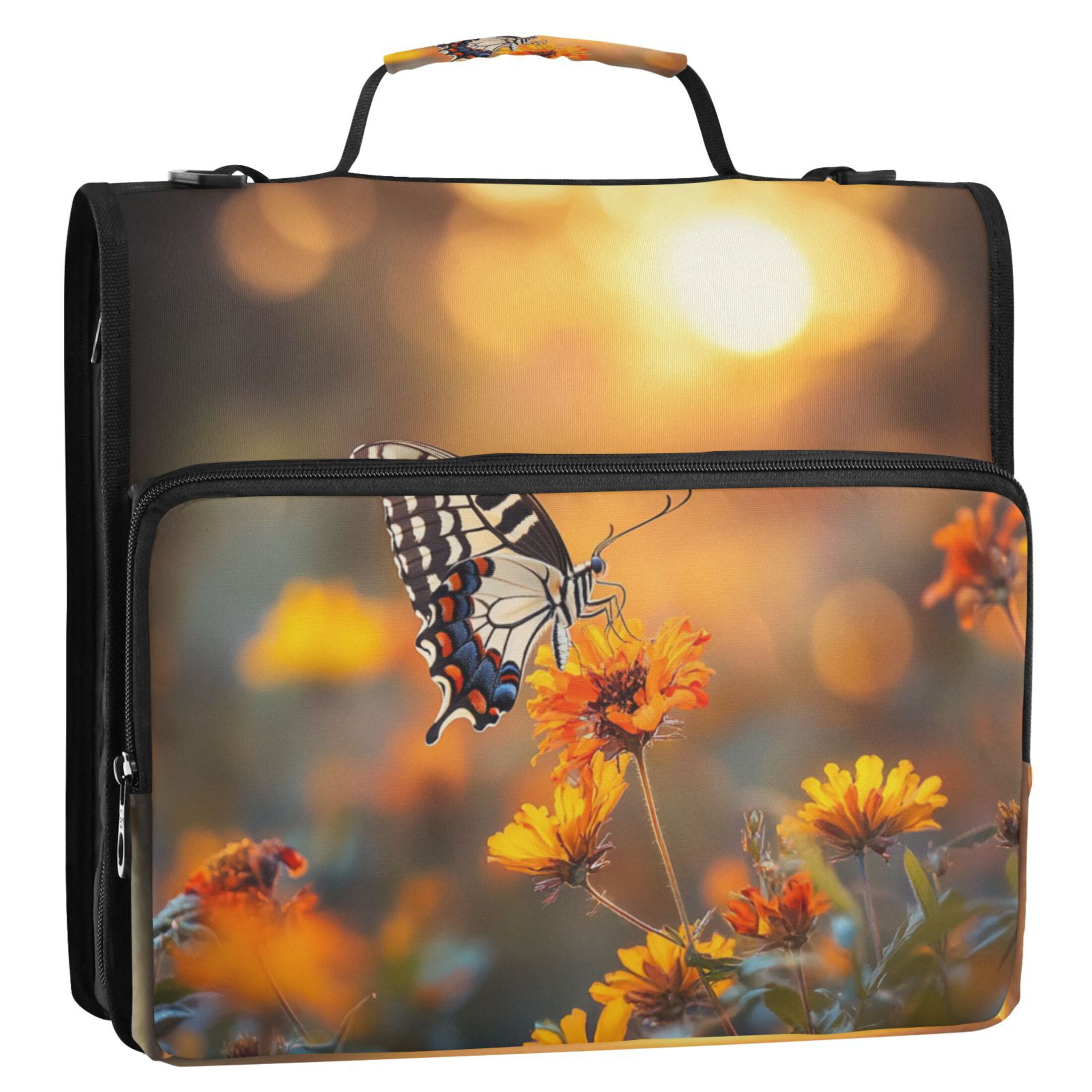 YAZAOO Zipper Binder trapper keeper Documents Organized Design Butterfly Serenade Printed