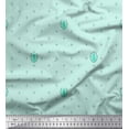 thumbnail image 1 of Soimoi Green Silk Fabric Leaves & Asterisk Symbol Print Fabric by the Yard 42 Inch Wide, 1 of 3