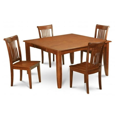 PFPO9-SBR-W 9 Piece dining room set for 8-Kitchen table with Leaf and 8 Dinette chairs.