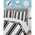 thumbnail image 4 of Quilts Twin Size Bedding Set, Black Striped Lightweight Quilted Comforter, Farmhouse Aesthetic Modern Stripes Soft Reversible Bedspread Coverlet with Pillow Covers for All Season, 68" x 86", 4 of 7