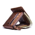 thumbnail image 2 of Contact's Men's Trifold Wallet, Genuine Leather Vintage Wallet with Zipper Coin Pocket ,Valentine Gift, Brown, 2 of 11