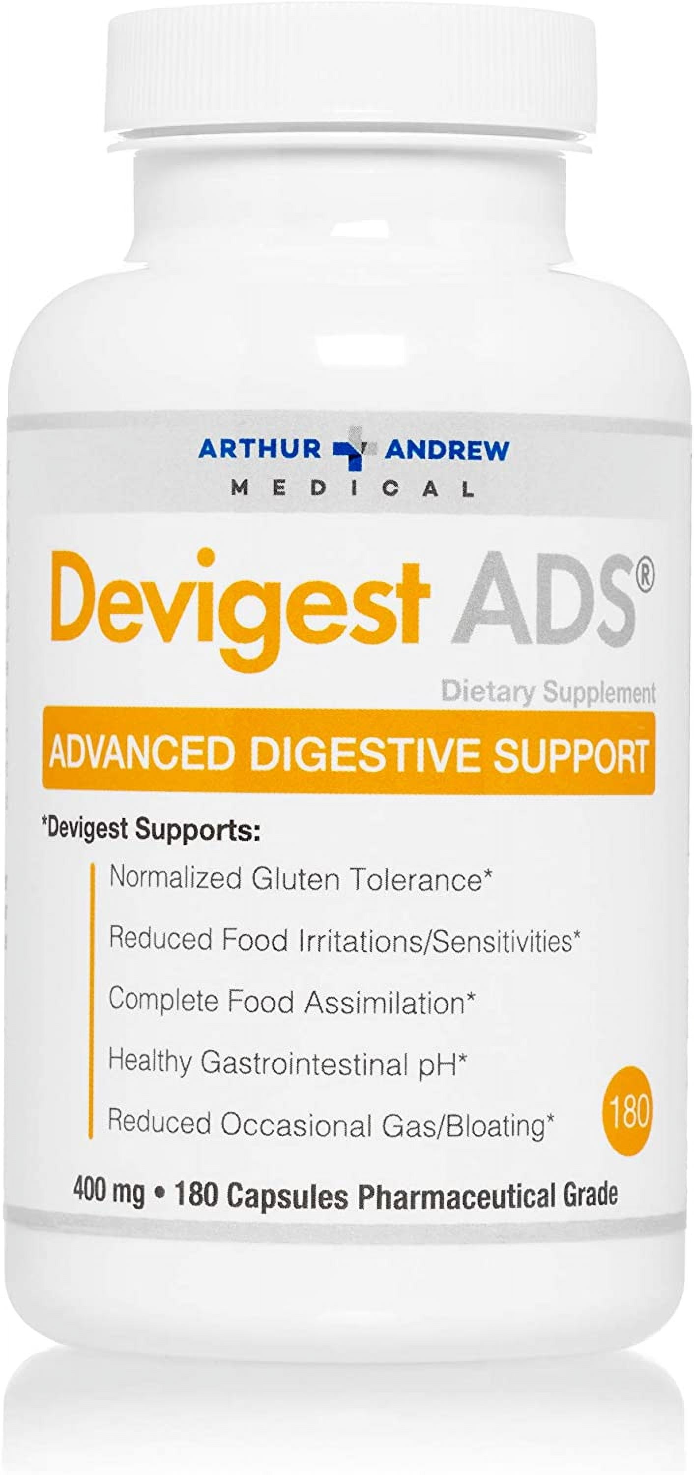 Arthur Andrew Medical, Devigest ADS, Advanced Digestive Support, Relief for Lactose Intolerance and Casein Sensitivities, Vegan, Non-GMO, 180 Capsules