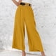 thumbnail image 2 of Pantalones largos de pierna ancha informales de algodón sólido con cordón de lino y cintura elástica para mujer Fridja  hfkajh101529, 2 of 9