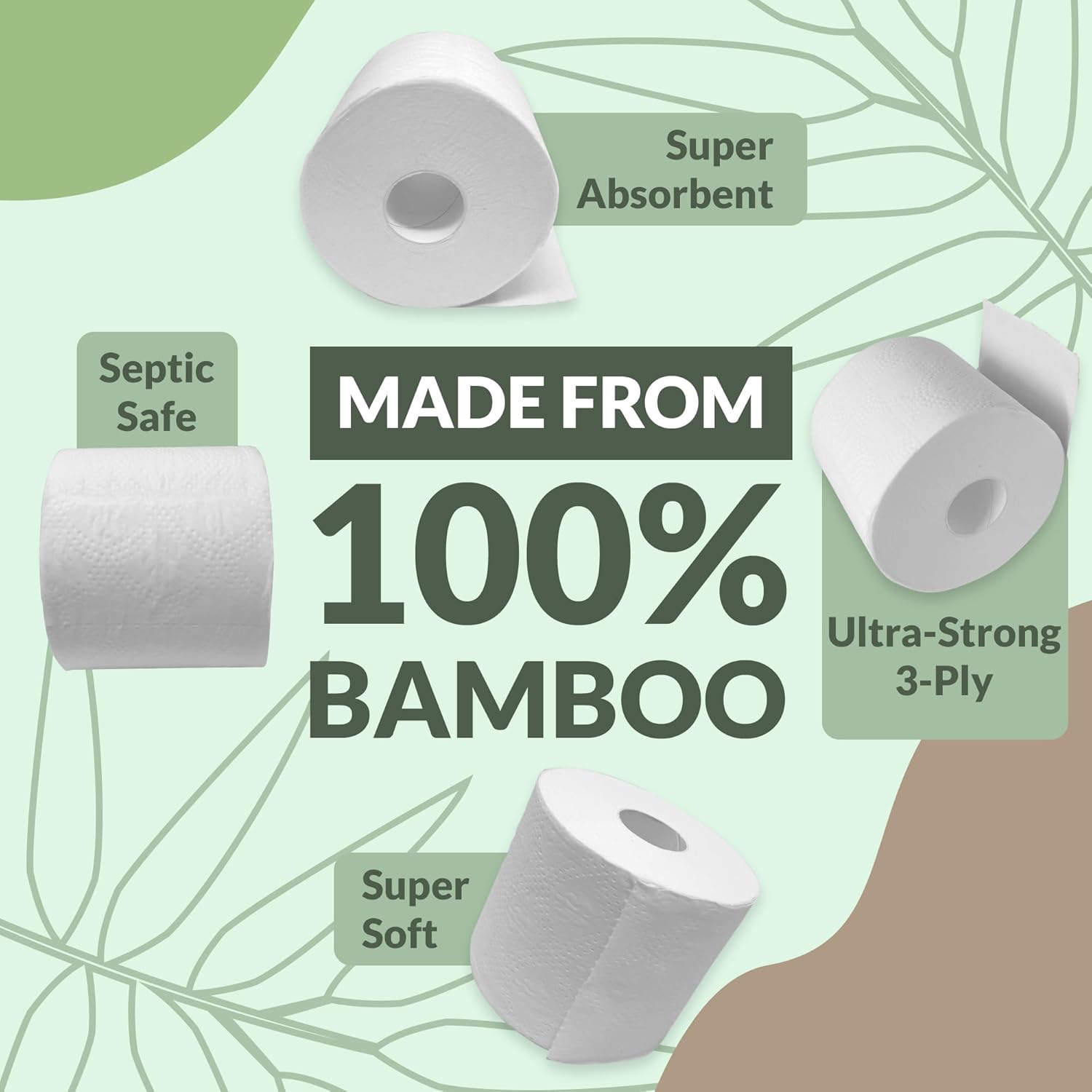 Bamboo (12 Jumbo Rolls) | 3 Ply (350 Sheets/Roll) Bathroom Tissue | Organic Bath Tissue | Bamboo Chemical Free Rolls (4200 Sheets Total)