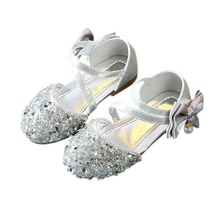 

MEROTABLE Kids Girls Sandals Bowknot Glittler Sandals Anti-Slip Soft Sole Princess Shoes