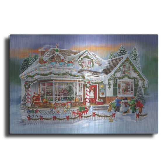 Luxe Metal Art 'Christmas Call To Dinner' by Bigelow Illustrations Metal Wall Art, 24" x 16"