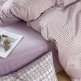 thumbnail image 4 of JOLUSERE 3-Piece Soft Breathable Gingham Duvet Cover Full Set，Purple White Plaid Checkered Comforter Cover, 4 of 8