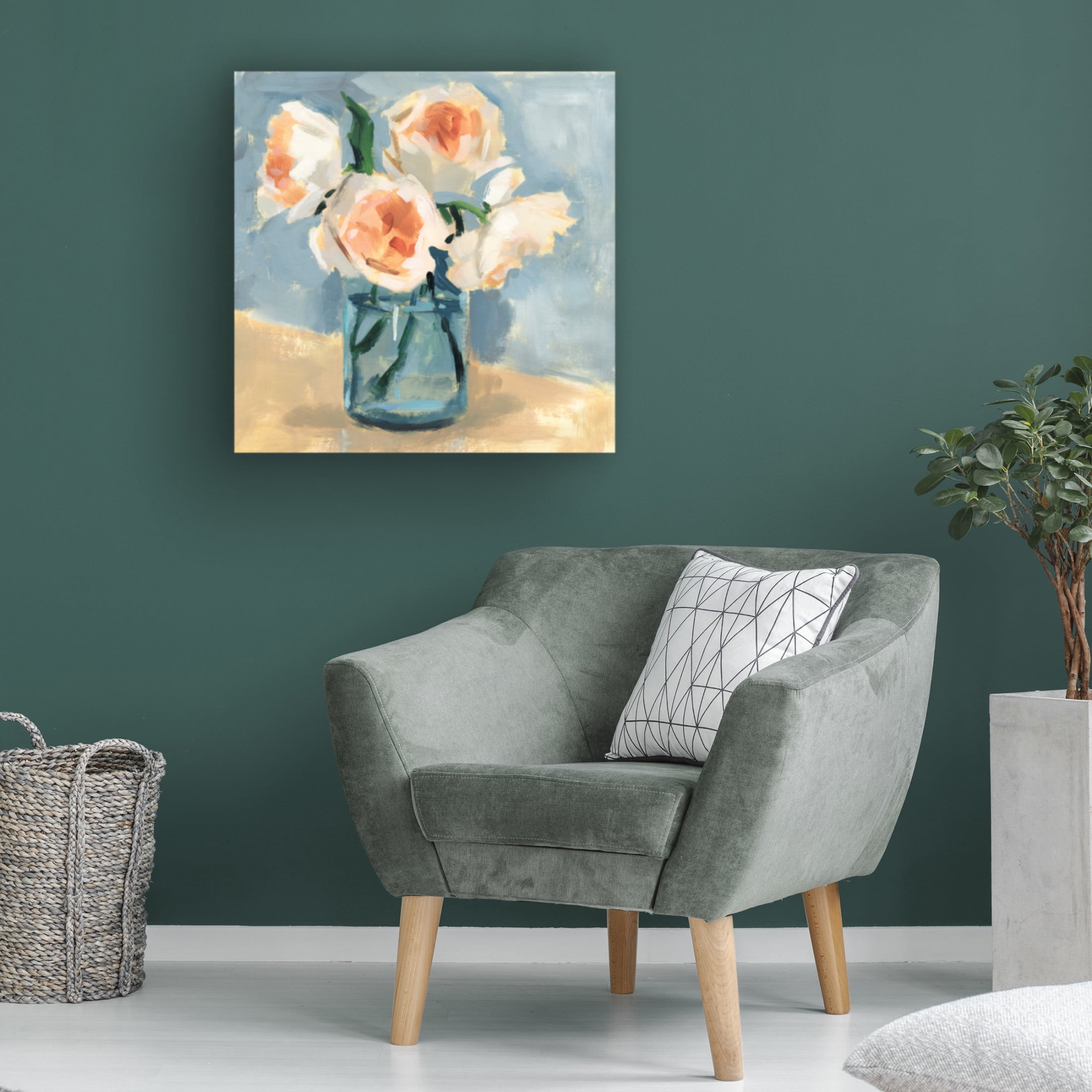 Trademark Fine Art Victoria Barnes  Peonies in Mason Jar II Canvas Wall Art