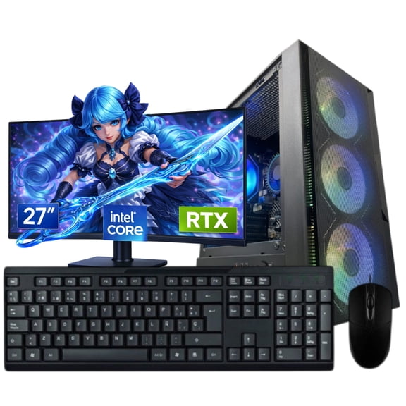 Computadora Completa Escritorio Gaming Intel core I7 14700 RTX 5060 Ram 32gb Ddr4 SSD 960 GB Monitor 27"