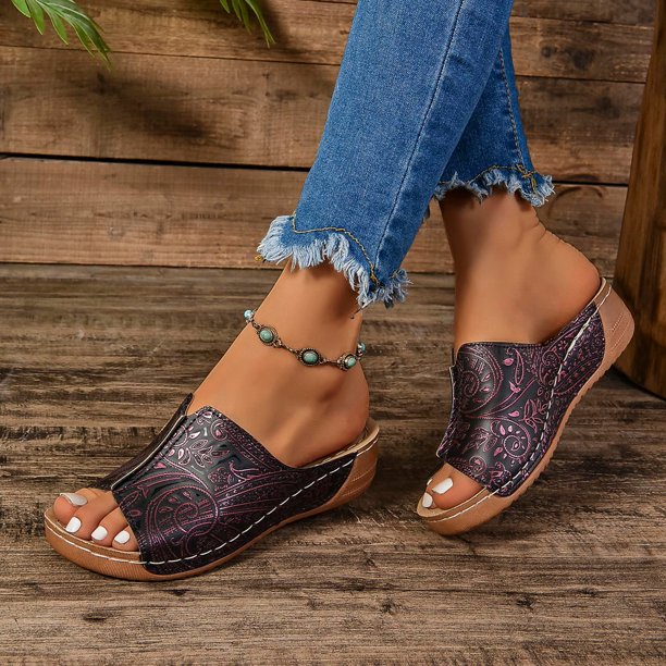 WILLBEST Sandalias De Cuña Con Plataforma Para Mujer, Sandalias De Cuña Transpirables Con Hebilla Trenzada Versátiles A La Moda