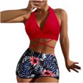 thumbnail image 1 of Conjuntos de bikinis con estampado de contraste de cuello halter y cintura alta dividida para mujer OAVQHLG3B Store lin121212, 1 of 3