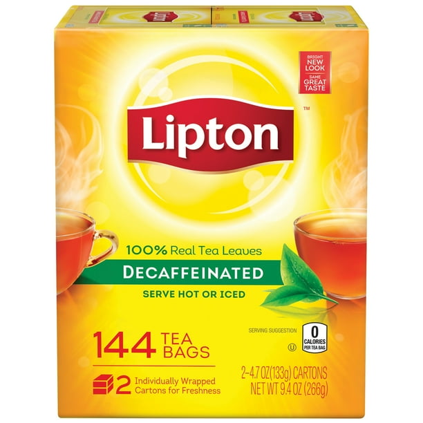 (2 Boxes) Lipton Decaf Black Tea, Tea Bags, 144 Ct