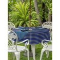 thumbnail image 3 of Outdoor Tablecloth with Umbrella Hole for Patio/Picnic/Party/Camping, Navy Blue Striped Waterproof Table Cloth Round Cover Washable, Vintage Stripes Ombre (Dia 60"), 3 of 8