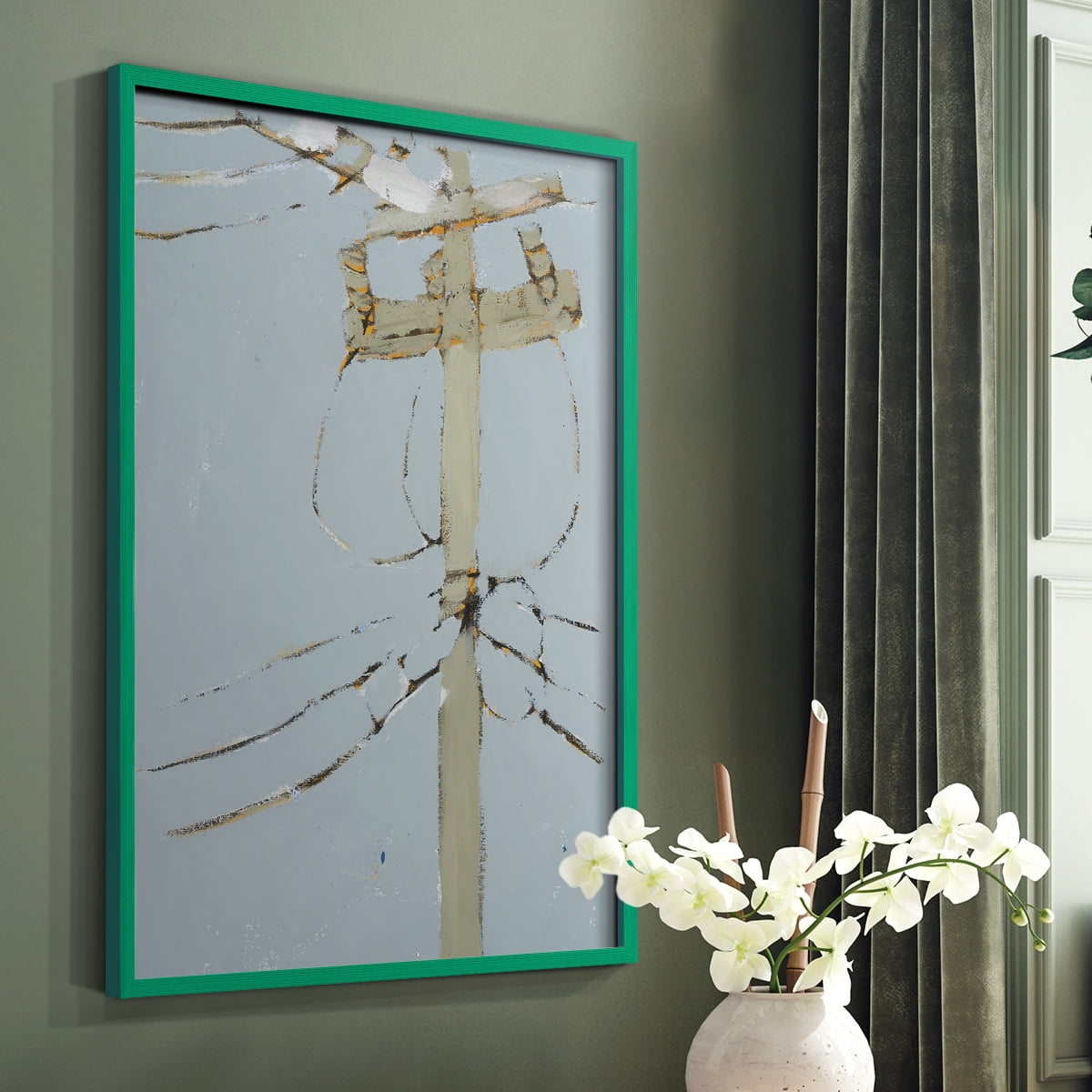 Wires V Framed Print - Solid Wood in Single Picture Frame Solid Wood 2 Framed Print
