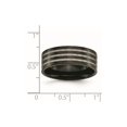 thumbnail image 2 of Polished 8mm Black Plated with Titanium Inset Band Ring Size 10.5 Ring for Women and Men, 2 of 2