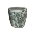 thumbnail image 5 of Benjara Kerry Accent Planter Pot Set of 4- Green Floral Pattern- White Ceramic, 5 of 6