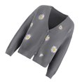 thumbnail image 2 of Qarigey Suéter de mujer Lints invierno otoño estampado de flores adorables estampado de manga larga cuello en V transpirable lavable suelto señoras Prendas para la parte del cuerpo Gris METRO Qarigey AP012615-07, 2 of 6