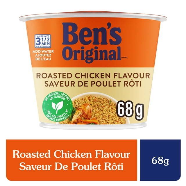 BEN'S ORIGINAL™ Roasted Chicken Flavour Rice Single Serve Cup, Snack or Side, Microwave in 3.5 Minutes, 68 g