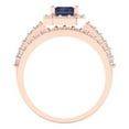 thumbnail image 4 of 2.22 ct Brilliant Emerald Cut Blue Sapphire 18K Rose Gold Halo Solitaire with Accents Engagement Bridal Wedding Ring Band Set size 4, 4 of 7