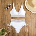 thumbnail image 2 of Yajing Womens Swimwear Women's Color Blocking Deep V Bikini Pleated Swimsuit White L, 2 of 3
