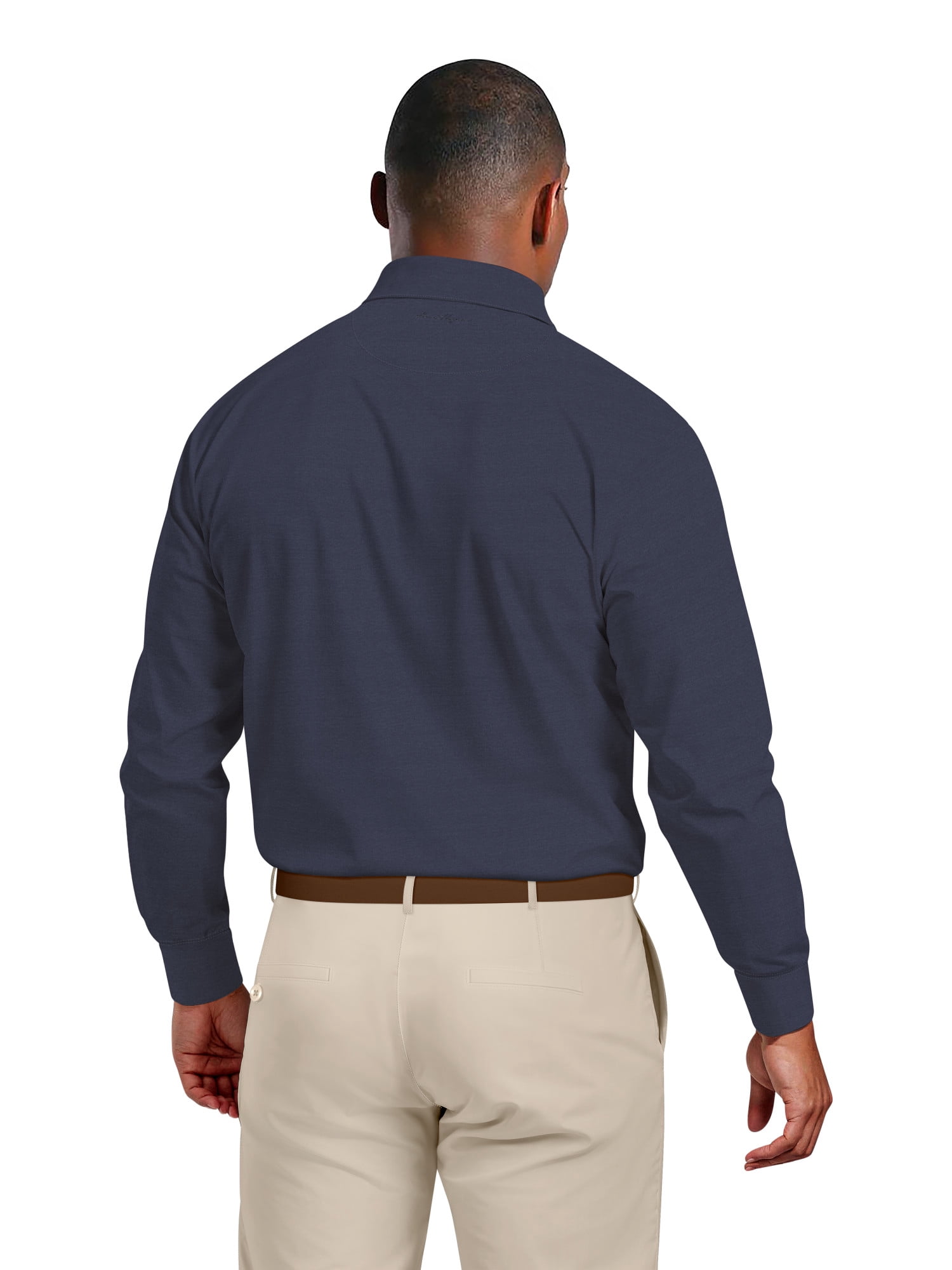 Ben Hogan Men's & Big Men's Performance Long Sleeve Heather Stripe Polo – Moisture Wicking, Easy Care, S-5XL