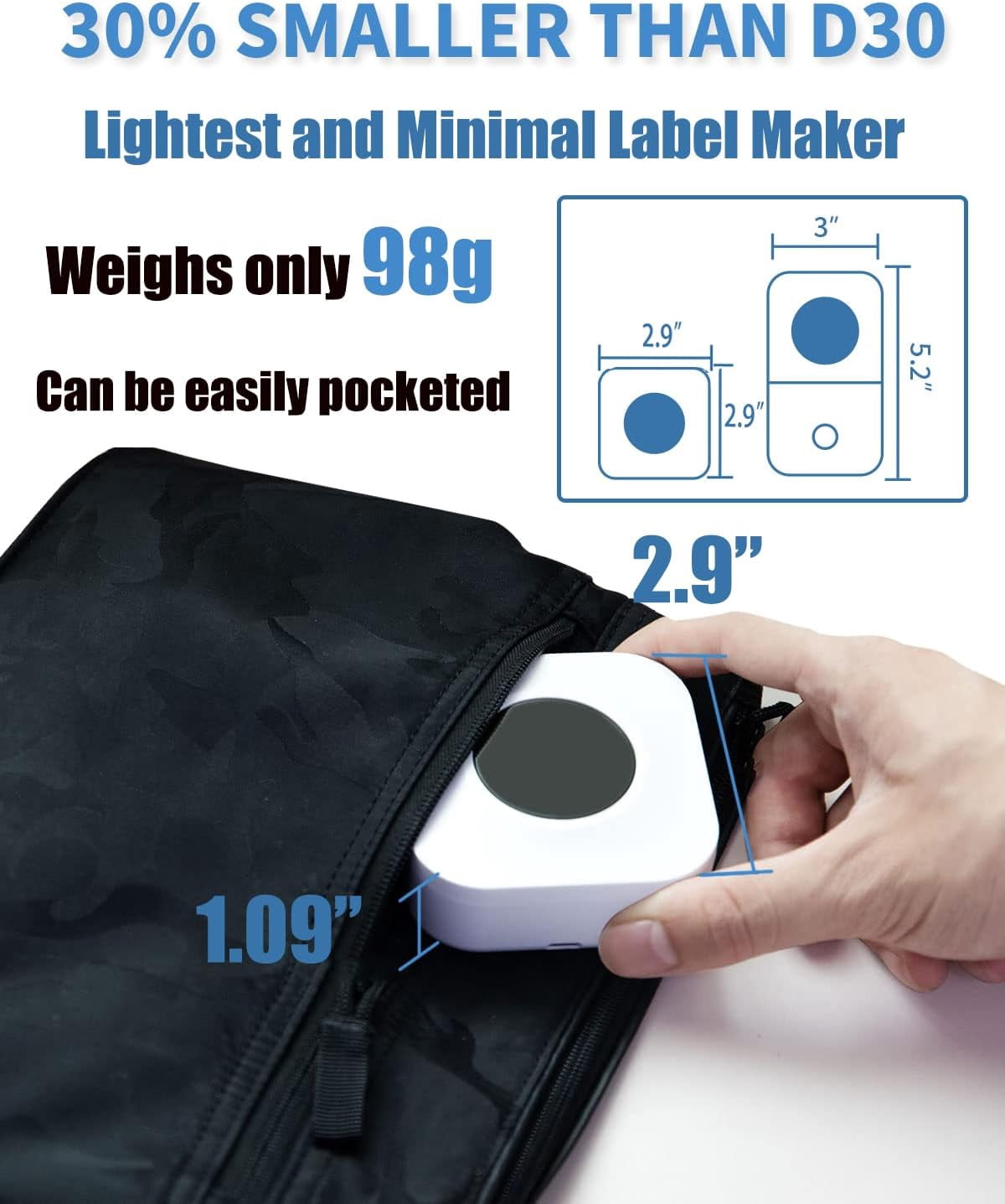 Phomemo Q30S Simplify Labeling with the Bluetooth Mini Label Maker Machine - Perfect for Office, Home, and Organizing - Includes 1 Rolls of Label Tape - Multiple Templates and Easy-to-Use (White)