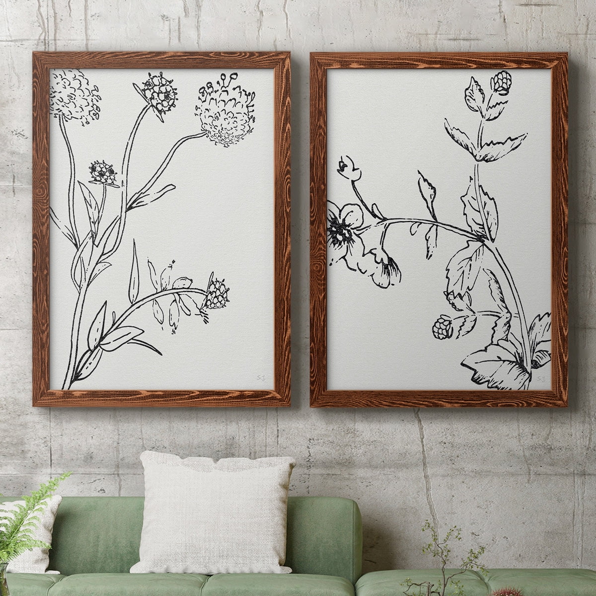 Botanical Study I - Premium Framed Canvas 2 Piece Set - Ready to Hang