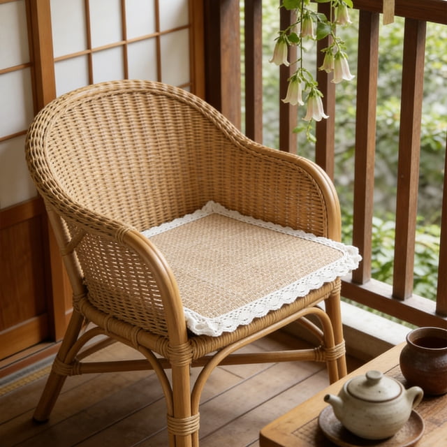 Rewenti Four Season and Linen Fabric Cushion Summer Thread Woven Chair Pad for All Season Outdoor Use At Home