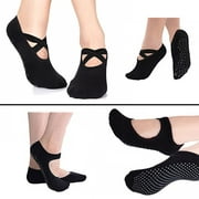 Black Non Slip Sock Bundle, 2 Styles, One Size, Pilates Strap Socks, Yoga Socks Nonslip, Gym Unit Apparel