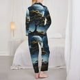 thumbnail image 3 of Pajamas for Women Set - Deep Blue Starry Sky Moon Tree Comfy Long Sleeve Button Up Pajama Sets for Women 2 Piece, Soft Sleepwear Nightwear Pjs Lounge Sets for Women with Pockets, 3 of 6