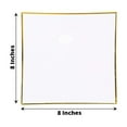 thumbnail image 3 of Efavormart 10 Pack | 8" White / Gold Concave Square Hard Plastic Dessert Plates, Disposable Salad Appetizer Party Plates, 3 of 11