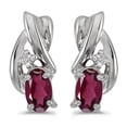 thumbnail image 1 of 14k White Gold Oval Rhodolite Garnet And Diamond Earrings, 1 of 3