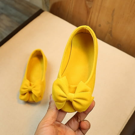 

Mishuowoti Children Kid Baby Girls Solid Bowknot Student Single Soft Dance Princess Shoes
