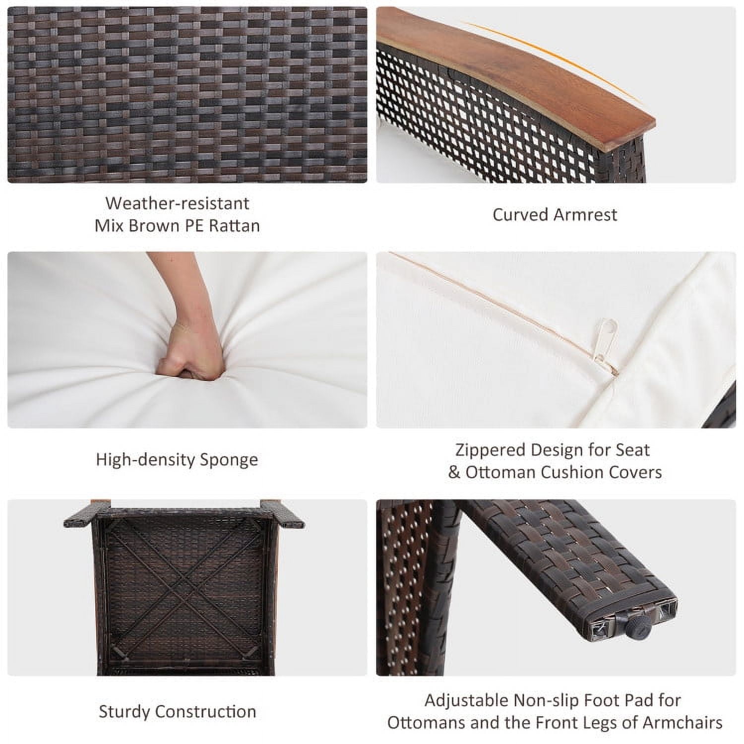Aimee Lii 5 Pieces Patio Rattan Furniture Set with Acacia Wood Tabletop, Outdoor Patio Furniture Aimee Lii 5 Pieces Patio Rattan Furniture Set with Acacia Wood Tabletop, Outdoor Patio Furniture