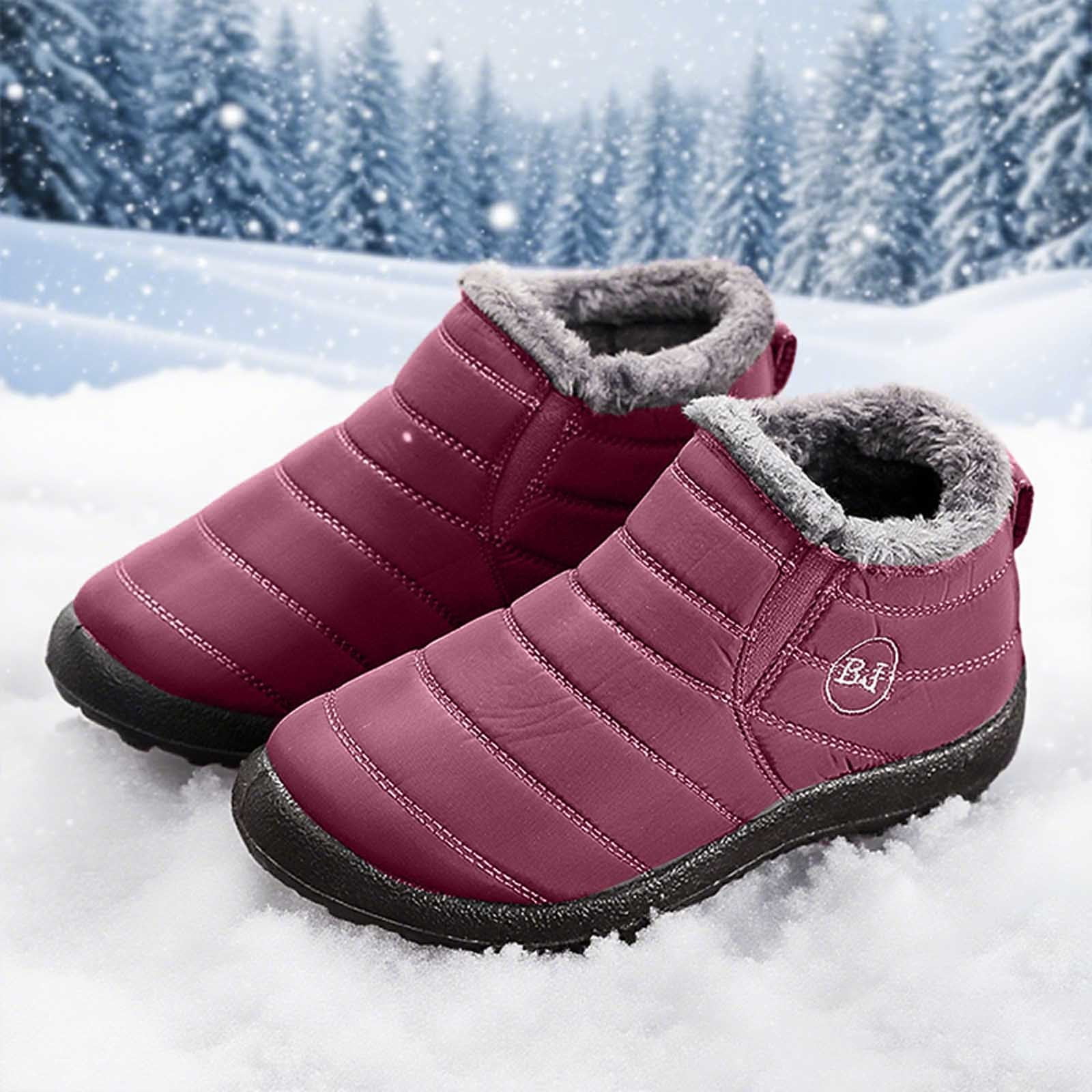 Gyexs Women's Snow Boots Tall, Winter Shoes for Women Size 6, Fold Over, Lace-Up, Western, Open Toe, Winter Clothes, Brick Red, Size 12